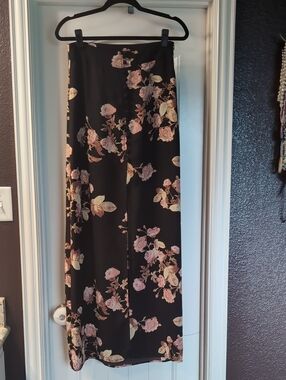 Olivaceous Black Floral Maxi Skirt